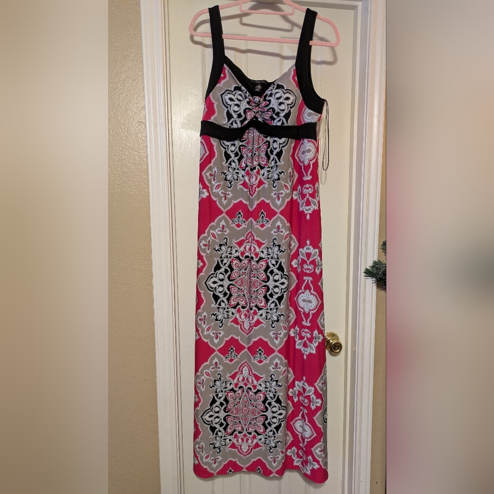 Style & Co. Pink and Black Patterned Maxi Dress
